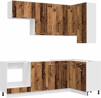 vidaXL Unidad De Cocina Lyon 8 Uds. Madera Envejecida Vidaxl