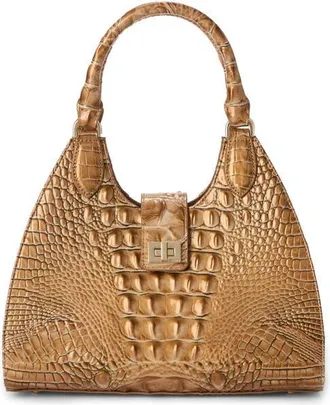 Brahmin Adrian Croc Embossed Leather Shoulder Bag in Driftwood at Nordstrom