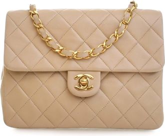 Chanel Tweedehands Kleine Vierkante Gequilte Lamsleren Flap