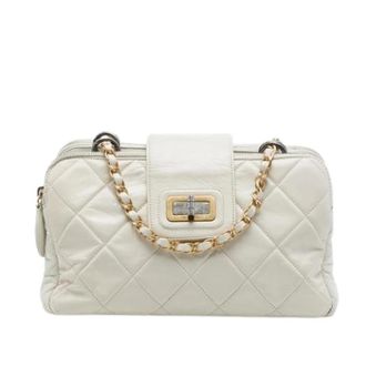 Chanel Pre-owned Vintage Quilted Shoulder Bag - Dames - Pre-owned - Wit - Maat: ONE Size Leer