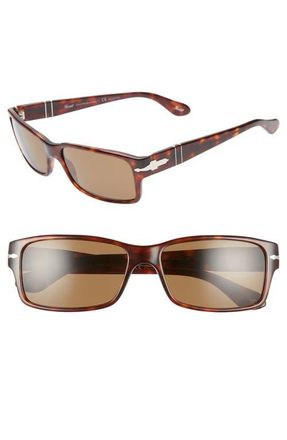 Persol 58mm Polarized Square Sunglasses in Havana/Brown Solid at Nordstrom