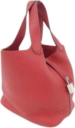 Herm&egrave;s Pre-owned Picotin Lock PM Taurillon Clemence Handtas - Dames - Vintage Handtas - Rood - ONE Size - Leer - Vintage
