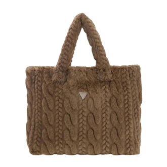 Guess Borsa intrecciata in ecopelliccia Ilde - - Bags - Donna - Marrone - ONE SIZE