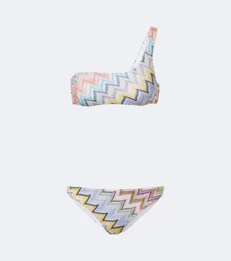 Missoni Bikini monospalla con lam&eacute; a zig zag