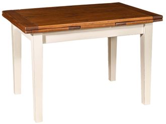 Biscottini International Biscottini - Mesa De Campo Extensible De Madera Maciza De Tilo, Estructura Blanca, Tapa De Nogal Envejecido Made In Italy
