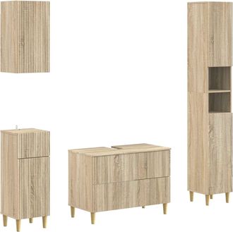 vidaXL Juego De Armarios De Ba&ntilde;o De 4 Piezas Arnhem Roble Sonoma Vidaxl