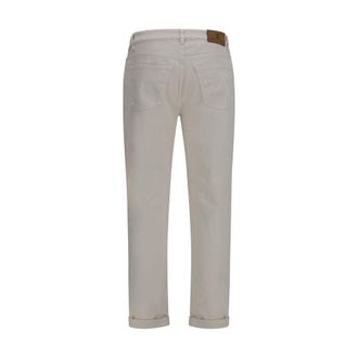 Brunello Cucinelli Mens White Cotton Straight-Leg Jeans Clothing