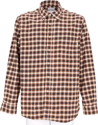 Amish Brown Plaid Button-Up Casual Shirt