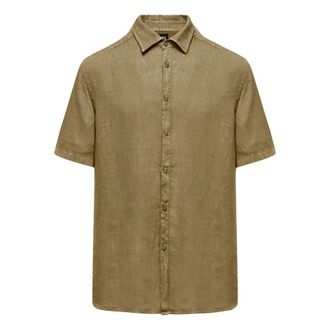 Bomboogie Camisa de lino de manga corta - Shirts - Hombre - Beige - L
