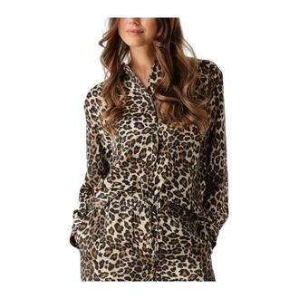 Modstr&ouml;m Overhemden, Dames, Bruin, M, Luipaardprint Blouse