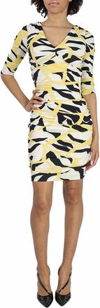 Roberto Cavalli Ladies Gathered Printed V-neck Mini Dress, Brand Size 44 (US Size 10)