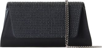 Akris Anouk Crystal Embellished Silk & Leather Clutch in Black at Nordstrom