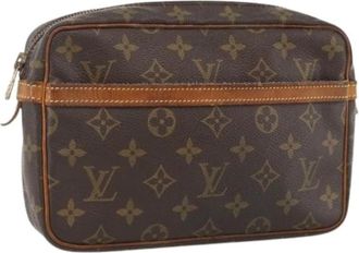 Louis Vuitton Pre-owned Monogram Clutch Bag - Dames - Vintage Clutch - Bruin - ONE Size - Leer - Vintage