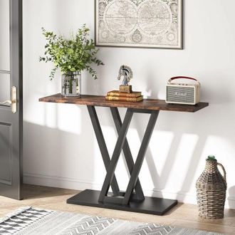 Tribesigns Tribesigns - Console Table, Industrial Hallway Table for Entryway, 110CM Entryway Tables Narrow Sofa Table for Living Room, Stable Metal Frame & Easy