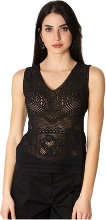 D.exterior Top in pizzo con fiore - - Tops - Donna - Nero - L