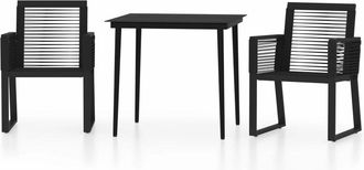 vidaXL Juego De Comedor Para Jard&iacute;n 3 Piezas Negro Vidaxl