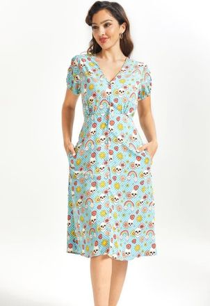 ModCloth Sundae Stunner Button Front Dress in Dead Cute at Nordstrom, Size X-Large