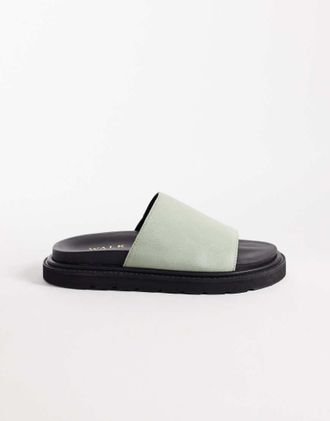WALK LONDON Walk London - Holly - Sliders in camoscio color menta-Verde