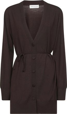 Dries Van Noten Bruine Merinowol V-hals Sweater - Dames - Vesten - Bruin - S - Wol - Truien & Vesten