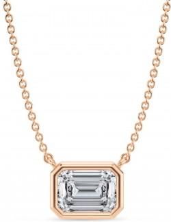 Allurez Emerald Lab Diamond Solitaire Pendant Necklace 14K Rose Gold (1.50ct)
