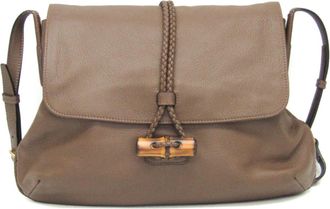 Gucci Bamboo Leather Brown Leather Backpack Bag (Pre-Owned)