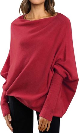 Generic Womens Jumpers Asymmetric Draped Jumper, Asymmetric Draped Ultra Soft Knitted Jumper, Autumn Baggy Boat Neck Sweaters for Women Plain Long Sleeve Pull