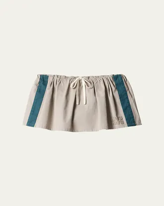 Miu Miu Washed Cotton Twill Pull-On Mini Skirt
