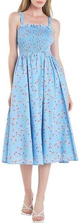 English Factory Smocked Floral Sundress in Blue Multi at Nordstrom Rack, Size X-Small