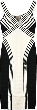 Elisabetta Franchi White/Black Viscose Polyamide Women Knit Midi Dress