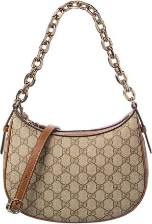 Gucci Gg Emblem Medium Gg Supreme Canvas & Leather Hobo Bag