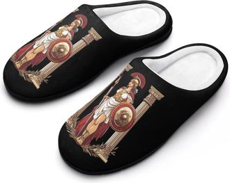 Generic Athena Greek Goddess Mens House Slippers Memory Foam Washable Cotton Slip on Home Shoes