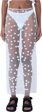 Cecilie Bahnsen Sheer Floral Overlay Rok - Dames - Midirokken - Wit - 2XS - Rokken