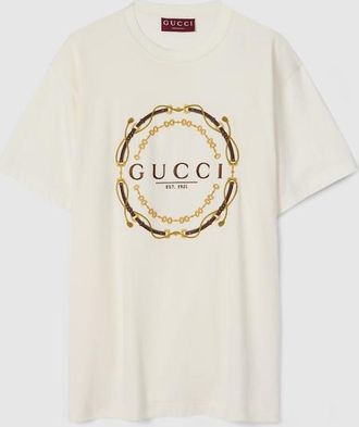 Gucci Cotton Jersey T-shirt With Print, Beige, Ready-to-wear