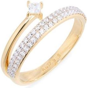 Astrid & Miyu Pav&eacute; Cubic Zirconia Illusion Ring in Gold at Nordstrom, Size 6.75