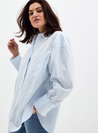 HUGO BOSS Womens Eustyna blue stripes loose shirt