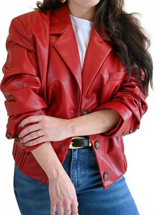 FRNCH Womens Acropolis Street Vegan Leather Bomber Jacket In Red