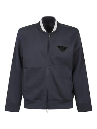 Emporio Armani eagle-emblem zip-up bomber - men - Modal/Lyocell/Wool - M - Blue