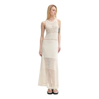 Moschino Rechte Maxi Jurk - Dames - Kleedjes - Beige - XS - Katoen - Kleedjes