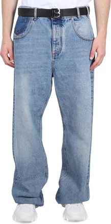 Balmain Contrasted Pocket Loose Denim Pants - Heren - Regular Fit Jeans - Blauw - W33 - Denim - Jeans