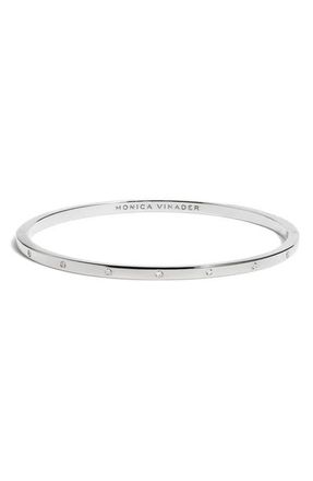 Monica Vinader Lab Grown Diamond Station Bangle in Sterling Silver /Diamond at Nordstrom, Size Medium