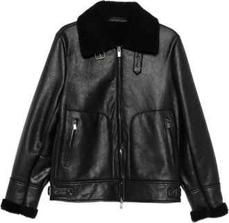Santoro London Shearling-collar Leather Jacket