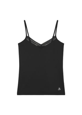 Marc O'Polo Spaghettitop MARC OPOLO Essentials, Damen, Gr. XL, schwarz, Single Jersey, Obermaterial: 79% Polyamid, 21% Elasthan, unifarben, figurbetont h&uuml;ftlang, 