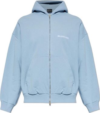 Balenciaga Zip-throughs, male, Blue, Size: M Back Zip-Up Hoodie Regular Fit