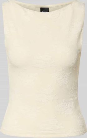 Gina Tricot Slim Fit Top mit floralem Allover-Stitching Modell Jacquard in Offwhite, Gr&ouml;&szlig;e XS
