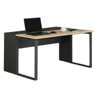 Dmora Dmora - Escritorio Timothee, Escritorio Multiusos, Mesa De Oficina Para Pc, El Plan De Trabajo, 60x0 H76 Cm, Roble Y Gris