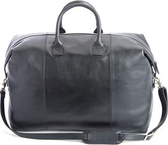 Royce Leather Personalized Weekend Leather Duffle Bag in Black- Silver Foil at Nordstrom