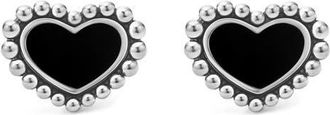 Lagos Maya Heart Stud Earrings in Silver/Onyx at Nordstrom