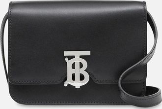 Burberry Womens Mini TB Leather Shoulder Bag - Black - Size: UNI