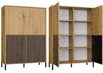 Topeshop Topeshop - Kamaro - Armario Moderno 8 Estantes Y 4 Puertas - 147.5x103.5x40 Cm - Mueble De Almacenamiento - Roble Artesanal
