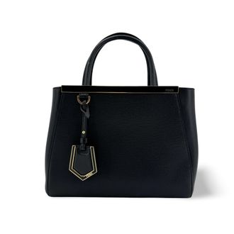 Fendi 2Jours Leather Black Calfskin Handbag (Pre-Owned)